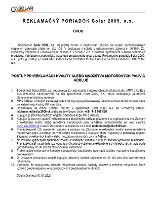 Reklamačný poriadok - ČS