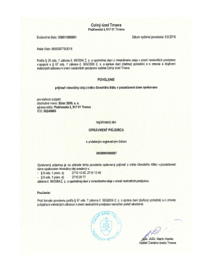 Oprávnený príjemca povolenie