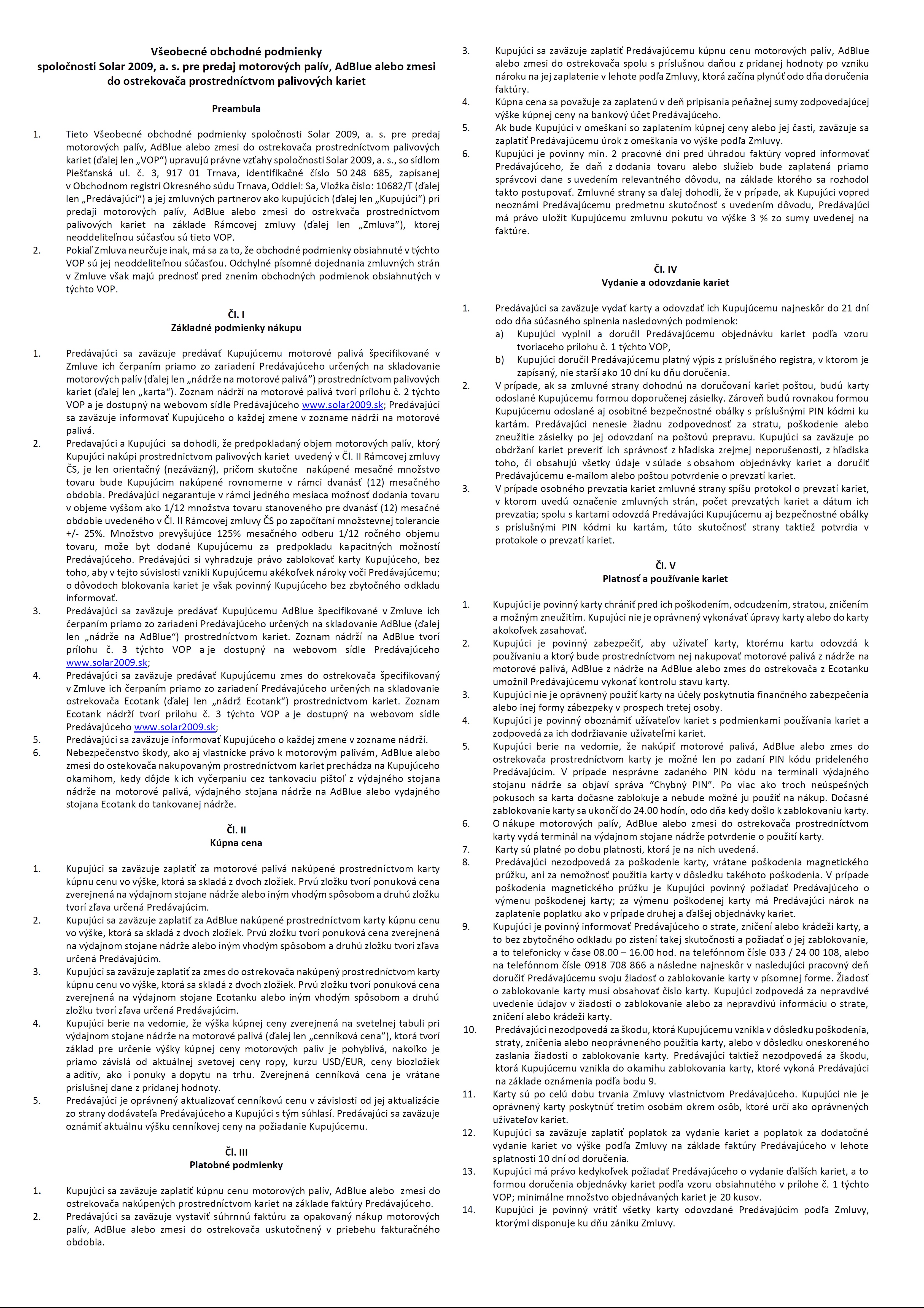 VOP ČS s účinnosťou od 01.02.2023