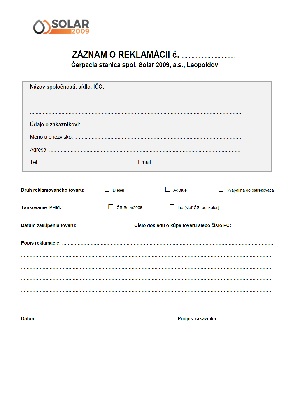 Záznam o reklamácii kvality alebo množstva motorových palív a AdBlue